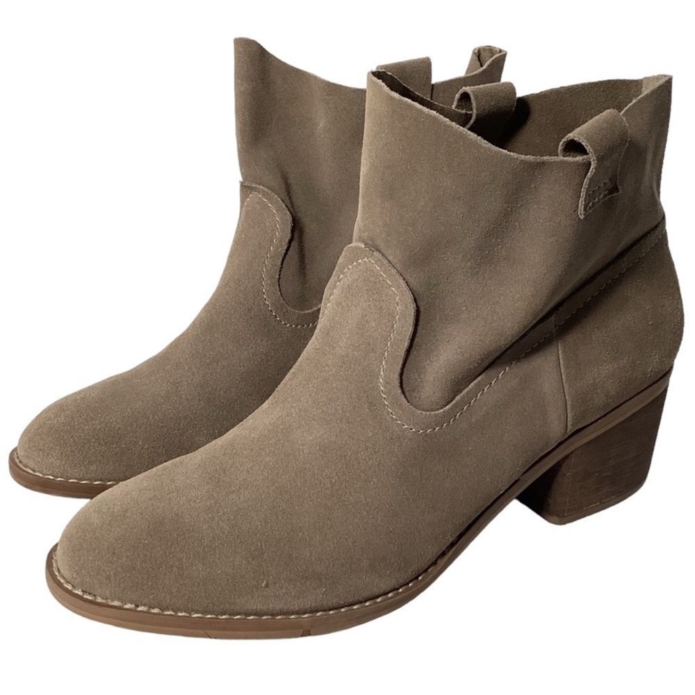 CARLOS SANTANA WESTERN BOHO ANKLE BOOTIES TAN LEIGHTON SUEDE LEATHER SZ 10